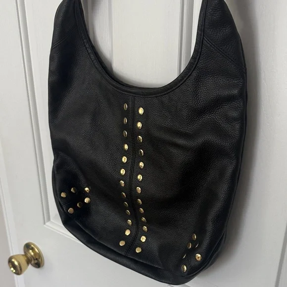 Minkette by Rebecca Minkoff Black Hobo Bag with Gold Accents